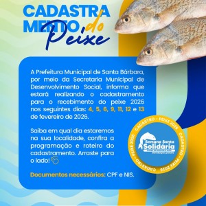 Cadastramento para recebimento do peixe 2026.
